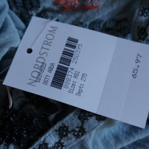 Free People New World Dusty Aqua Blue Peasant Top - Picture 7 of 7